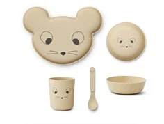 Liewood mouse wheat yellow servicesæt Brody (4-pack)